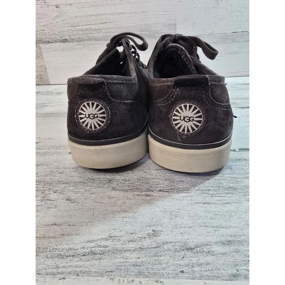 UGG‎ Australia 1888 Brown Suede Shearling Lined Low Top Sneakers Mens 7 Womens 9